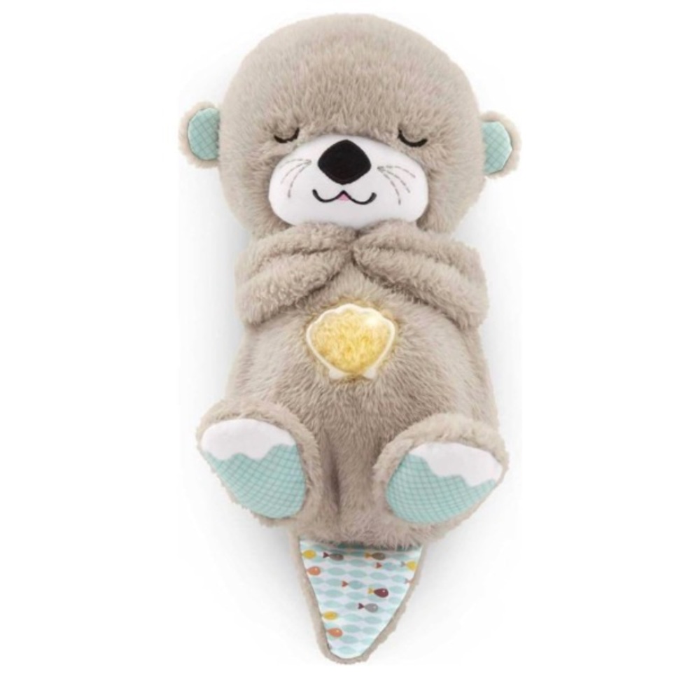 Fisher Price Otter Comforter Toy in Taupe with Aqua Accents.